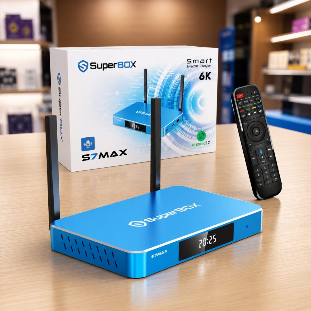 SuperBox S7 Max device with retail packaging