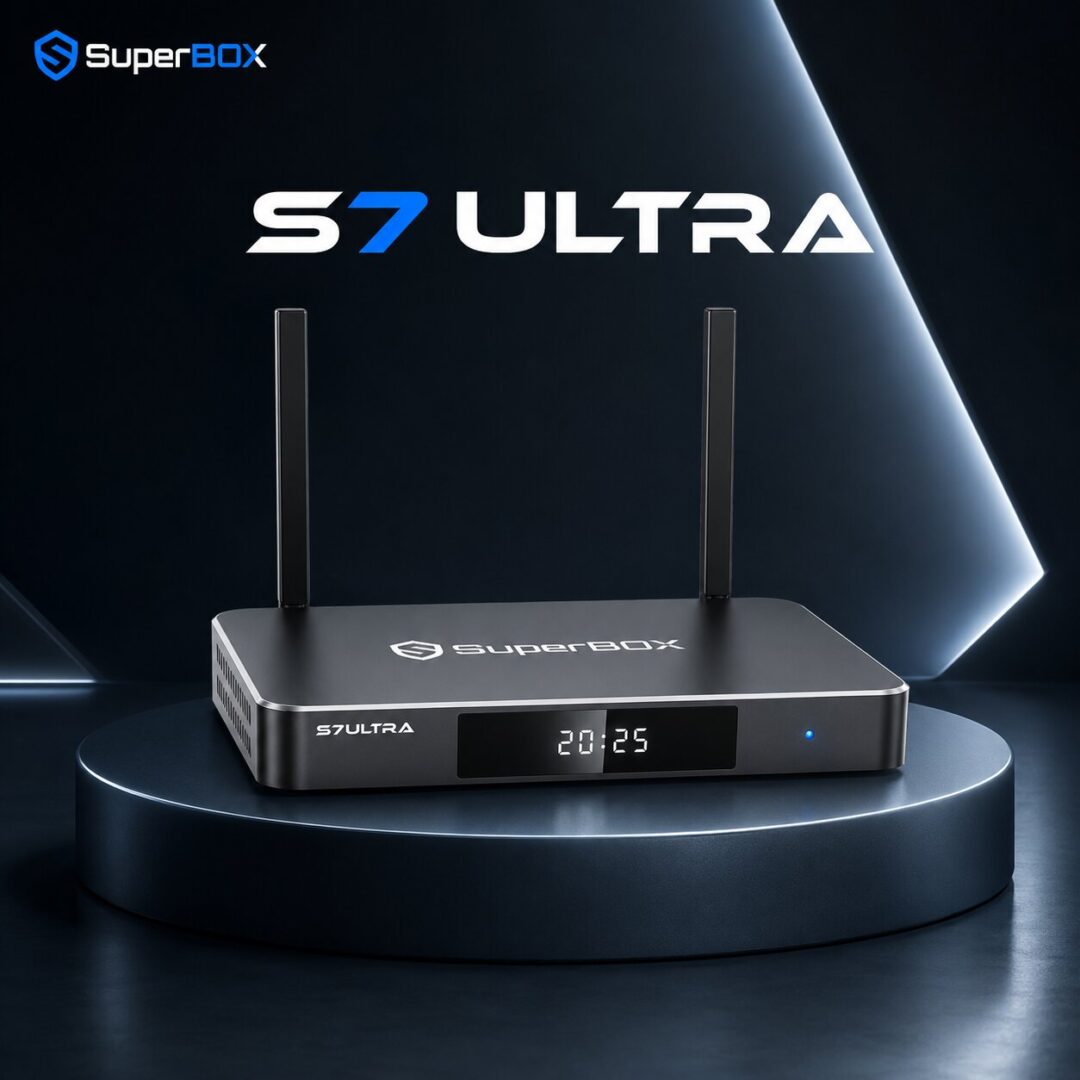 SuperBox S7 Ultra device next to product box